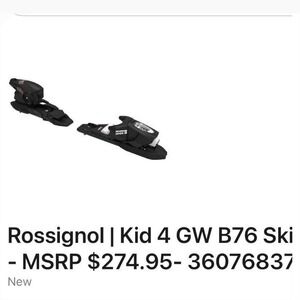 Rossignol Kid 4 GW B76 Kids Alpine Ski Bindings Black GripWalk 0.75-4.5 DIN